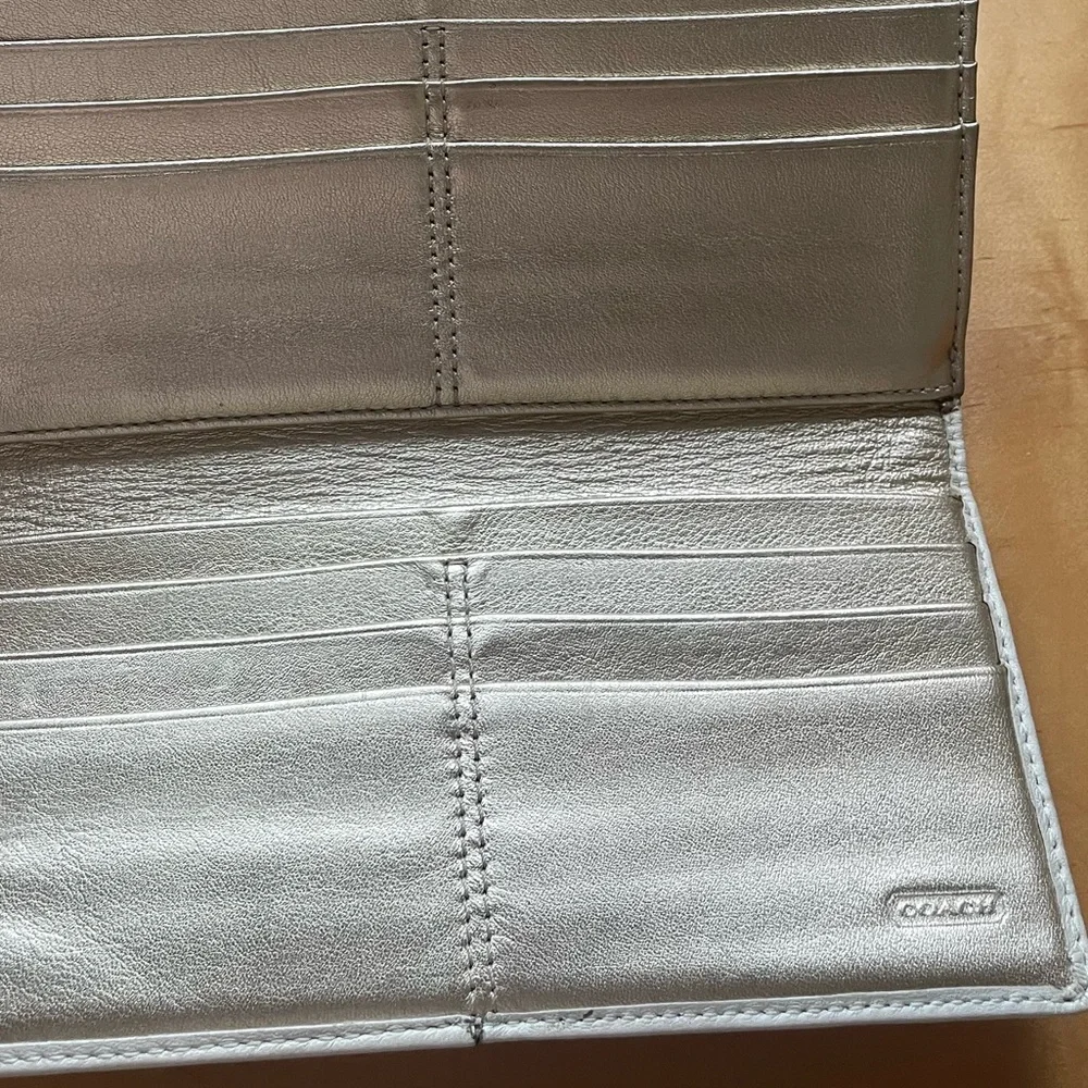 Coach Buckle Snap Wallet in cream and metallic gold. - Picture 7 of 16
